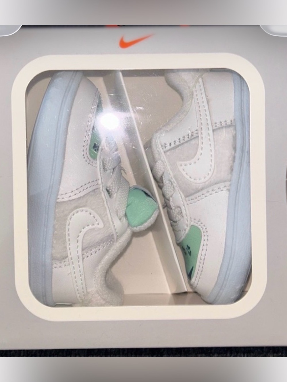 Nike Kids White Sneakers with Mint Accents